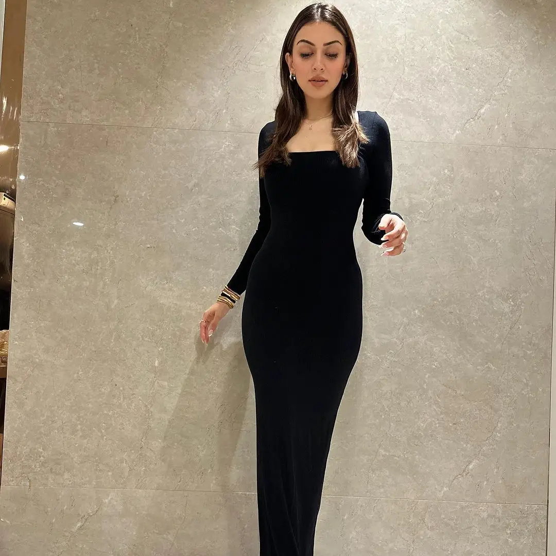 Tamil Actress Hansika Motwani Images in Black Color Gown